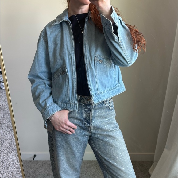 Levi's Jackets & Blazers - Levi’s Women’s Western Zip-Front Denim Bomber Jacket Light Wash Size M